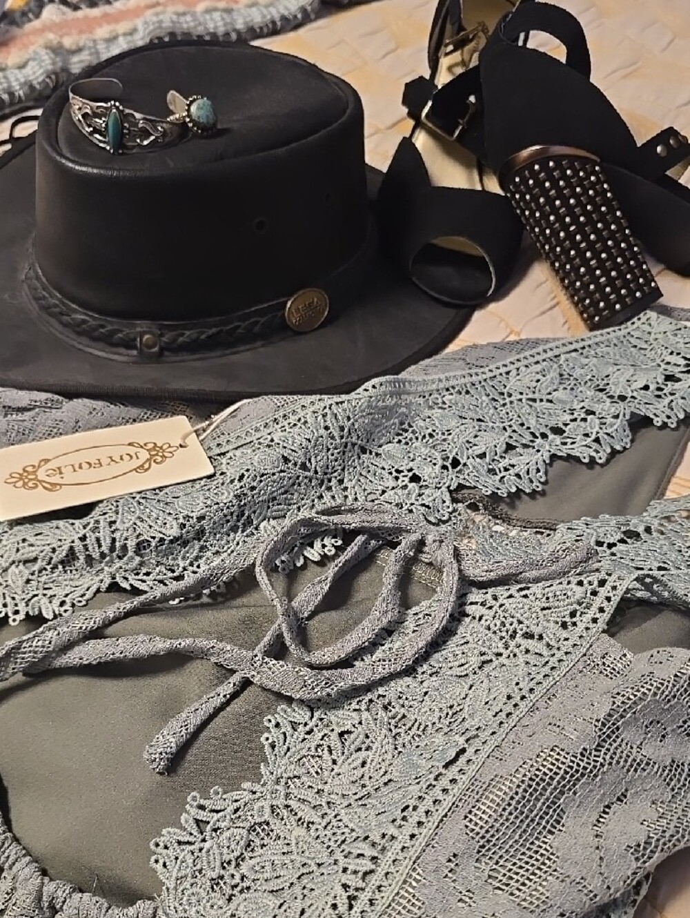 Joyfolie - Marline Dress In Sage ("Neutral Green"), Lace High-Low Dress NWT - Picture 9 of 9